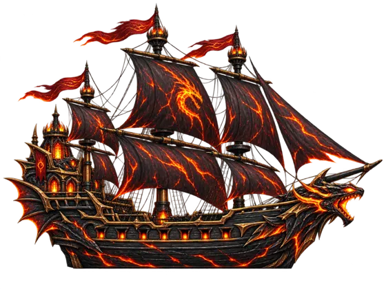 The Cindermaw's burning ship